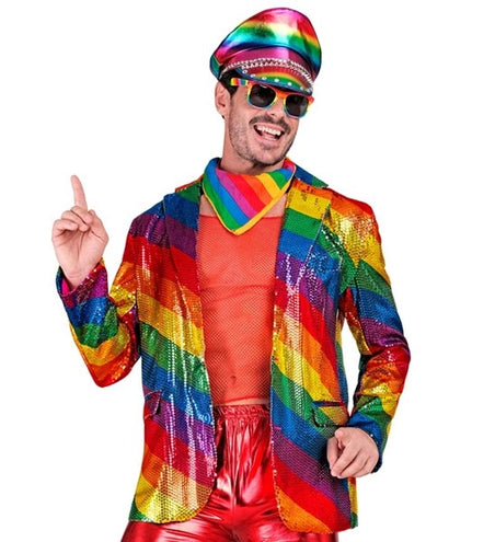 E-Carnavalskleding.nl Paillettencolbert regenboog
