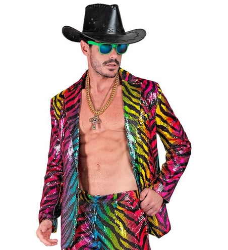 E-Carnavalskleding.nl Paillettencolbert regenboog tijger