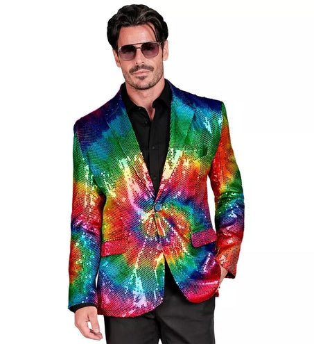 E-Carnavalskleding.nl Paillettencolbert tie dye