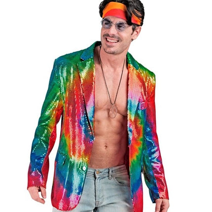 E-Carnavalskleding.nl Paillettencolbert tie dye