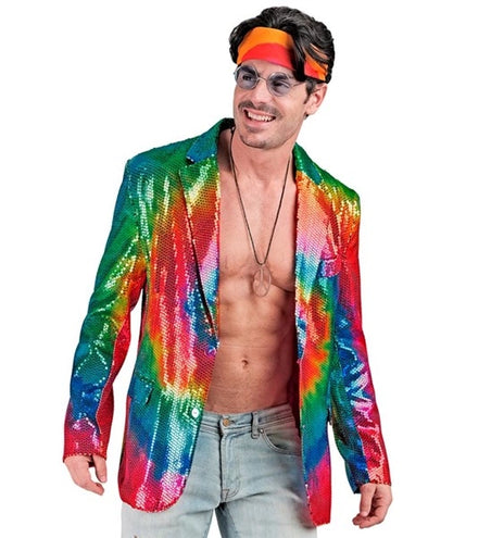 E-Carnavalskleding.nl Paillettencolbert tie dye