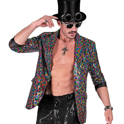 E-Carnavalskleding.nl Paillettencolbert veelkleurig