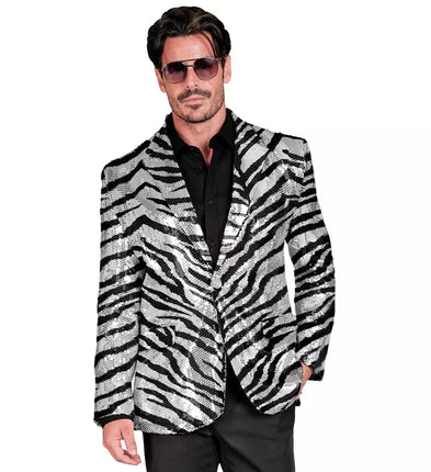 E-Carnavalskleding.nl Paillettencolbert zebra