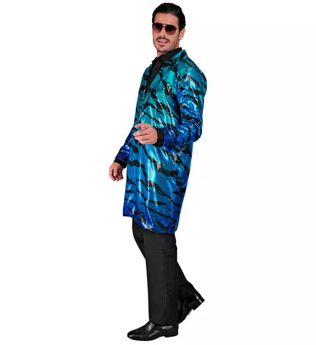 E-Carnavalskleding.nl Paillettenjas blauwe golven
