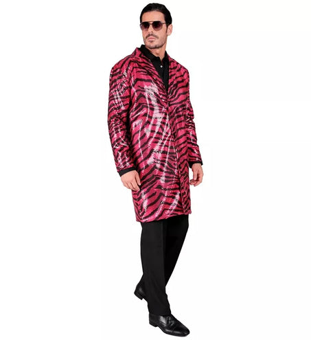 E-Carnavalskleding.nl Paillettenjas dierenprint roze