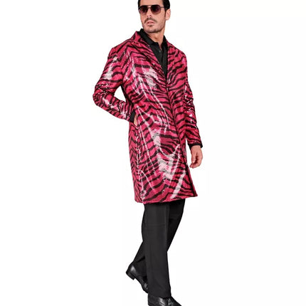 E-Carnavalskleding.nl Paillettenjas dierenprint roze