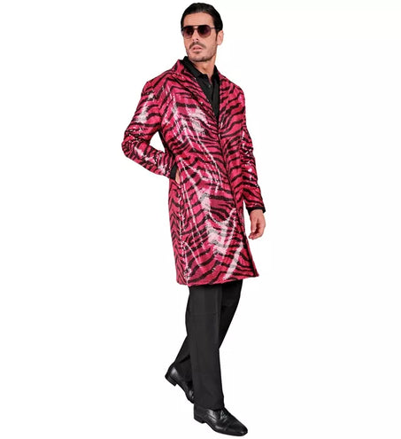 E-Carnavalskleding.nl Paillettenjas dierenprint roze