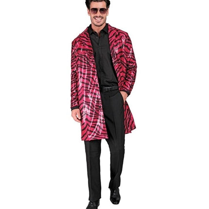 E-Carnavalskleding.nl Paillettenjas dierenprint roze