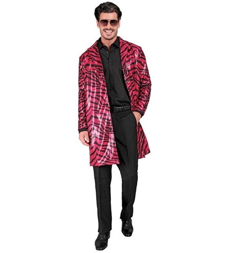 E-Carnavalskleding.nl Paillettenjas dierenprint roze