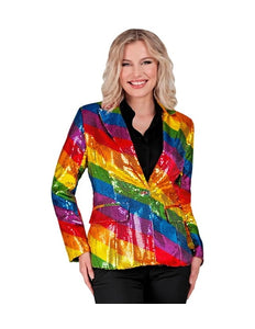 E-Carnavalskleding.nl Paillettenjas regenboog