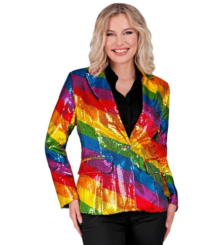 E-Carnavalskleding.nl Paillettenjas regenboog