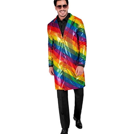 E-Carnavalskleding.nl Paillettenjas regenboog Pride