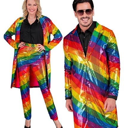 E-Carnavalskleding.nl Paillettenjas regenboog Pride