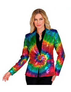 E-Carnavalskleding.nl Paillettenjas tie dye