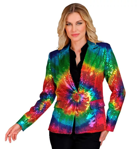 E-Carnavalskleding.nl Paillettenjas tie dye