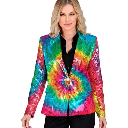 E-Carnavalskleding.nl Paillettenjas tie dye