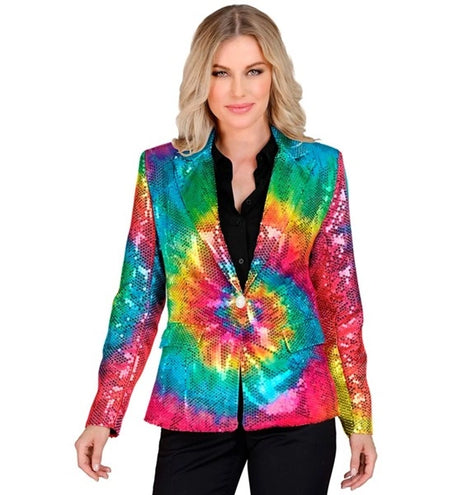 E-Carnavalskleding.nl Paillettenjas tie dye
