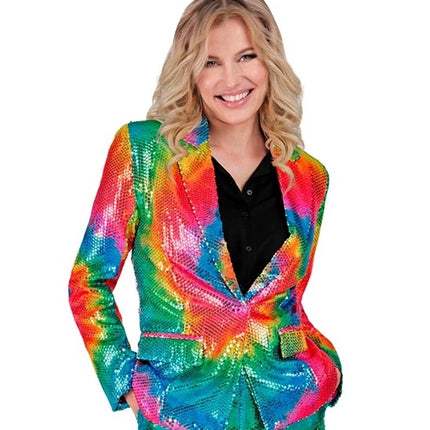 E-Carnavalskleding.nl Paillettenjas tie dye
