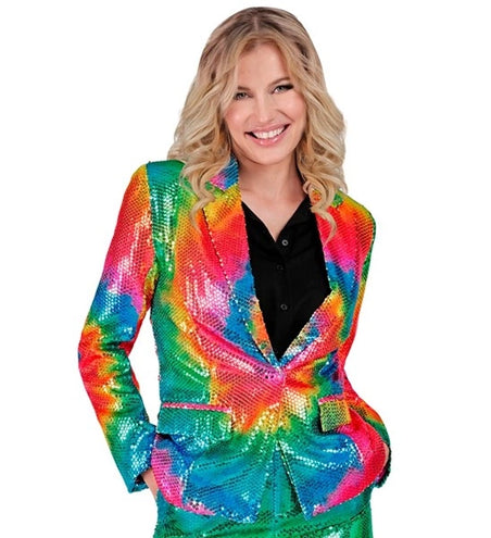 E-Carnavalskleding.nl Paillettenjas tie dye