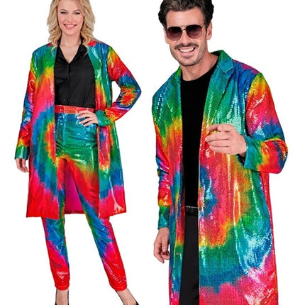 E-Carnavalskleding.nl Paillettenjas tie dye Reggae