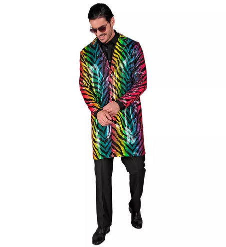 E-Carnavalskleding.nl Paillettenjas tijger regenboog
