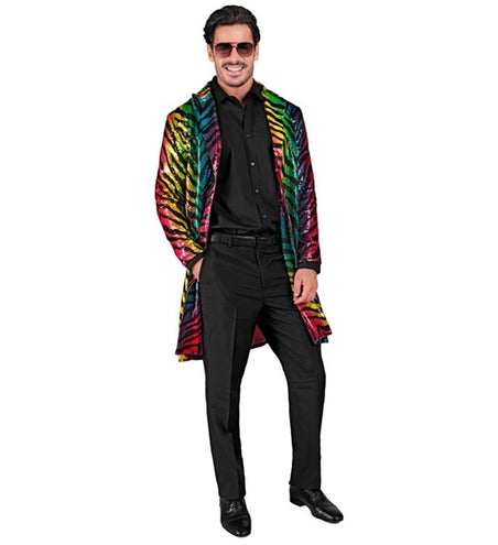 E-Carnavalskleding.nl Paillettenjas tijger regenboog