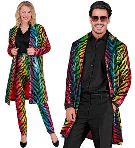 E-Carnavalskleding.nl Paillettenjas tijger regenboog