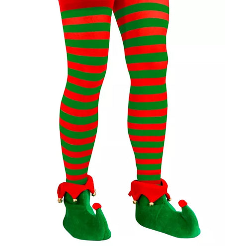 E-Carnavalskleding.nl Panty gestreept groen / rood Elf
