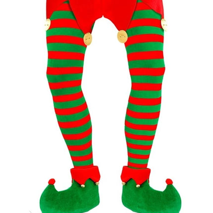 E-Carnavalskleding.nl Panty gestreept groen / rood Elf