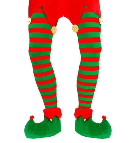E-Carnavalskleding.nl Panty gestreept groen / rood Elf