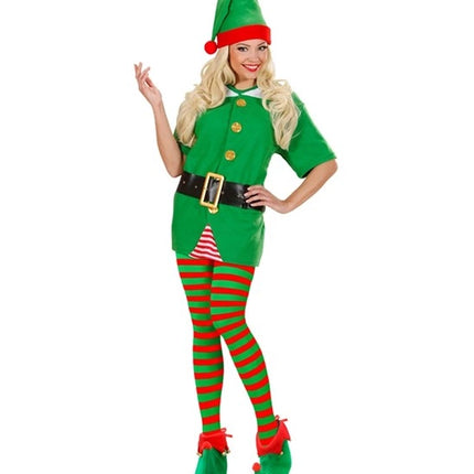 E-Carnavalskleding.nl Panty gestreept groen / rood one size Elf