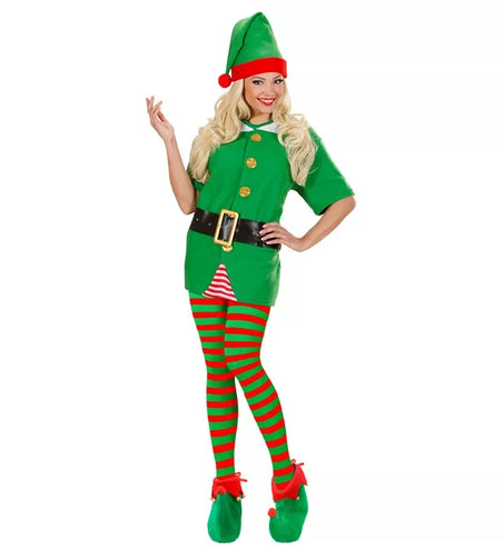 E-Carnavalskleding.nl Panty gestreept groen / rood one size Elf