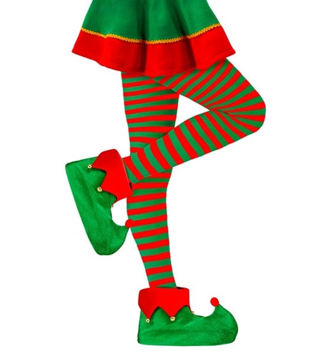 E-Carnavalskleding.nl Panty gestreept groen / rood one size Elf