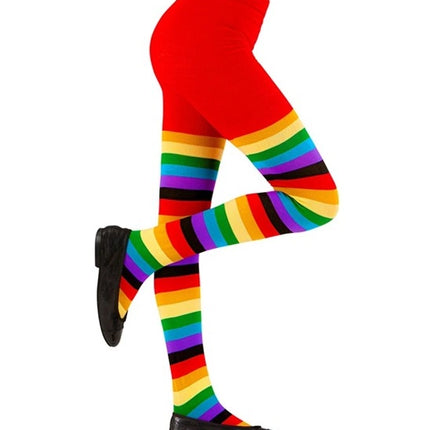 E-Carnavalskleding.nl Panty gestreept regenboog kind
