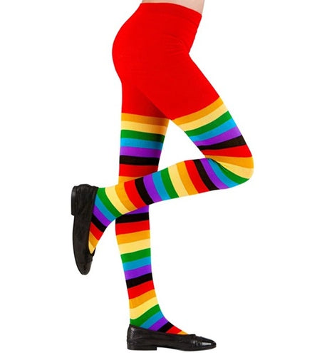 E-Carnavalskleding.nl Panty gestreept regenboog kind