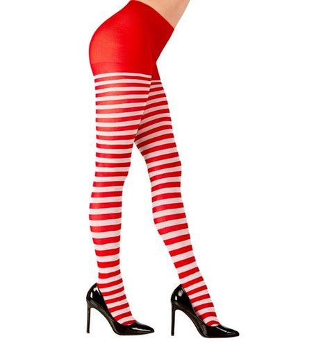 E-Carnavalskleding.nl Panty gestreept rood / wit one size Elf