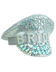 E-Carnavalskleding.nl Pet bruid met juwelen glitter zilver hoed Luuk