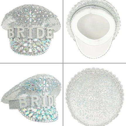 E-Carnavalskleding.nl Pet bruid met juwelen glitter zilver hoed Luuk