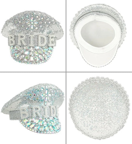 E-Carnavalskleding.nl Pet bruid met juwelen glitter zilver hoed Luuk