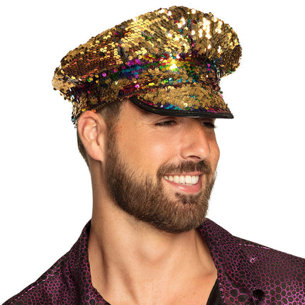 E-Carnavalskleding.nl Pet Kapitein regenboog goud