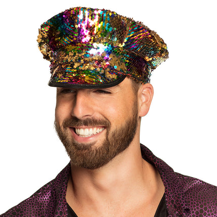 E-Carnavalskleding.nl Pet Kapitein regenboog goud