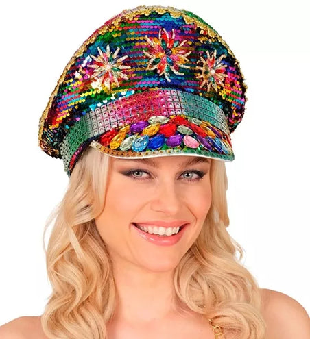 E-Carnavalskleding.nl Pet pride met juwelen pailletten regenboog hoed Julia