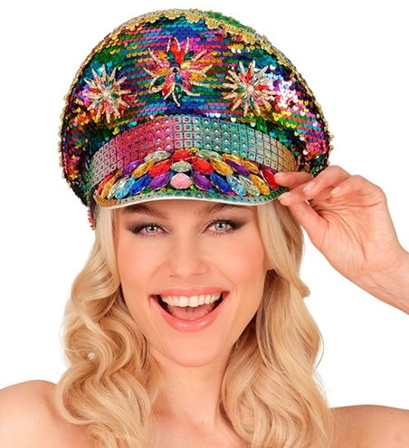 E-Carnavalskleding.nl Pet pride met juwelen pailletten regenboog hoed Julia