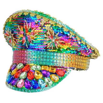 E-Carnavalskleding.nl Pet pride met juwelen pailletten regenboog hoed Julia
