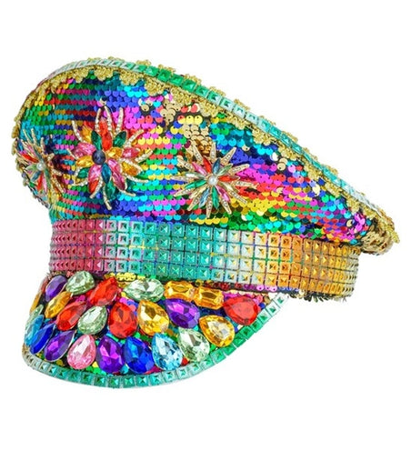 E-Carnavalskleding.nl Pet pride met juwelen pailletten regenboog hoed Julia