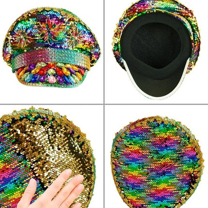 E-Carnavalskleding.nl Pet pride met juwelen pailletten regenboog hoed Julia