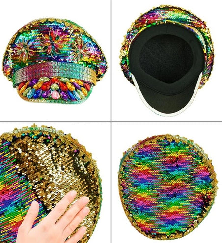 E-Carnavalskleding.nl Pet pride met juwelen pailletten regenboog hoed Julia