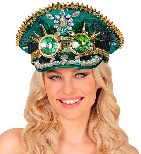 E-Carnavalskleding.nl Pet steampunk met kaleidoscoop bril hoed Gers