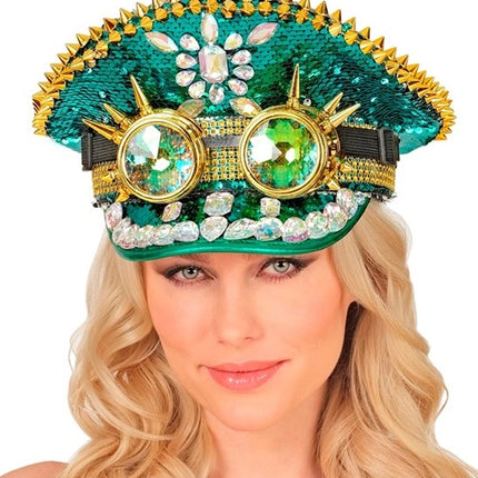 E-Carnavalskleding.nl Pet steampunk met kaleidoscoop bril hoed Gers