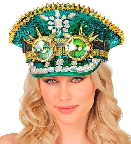E-Carnavalskleding.nl Pet steampunk met kaleidoscoop bril hoed Gers